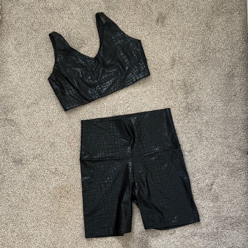 Emily Hsu Designs Black Crocodile Activewear Set